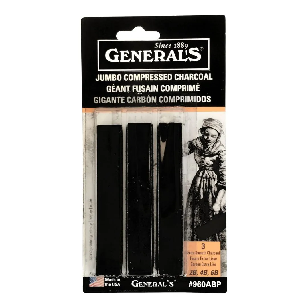 Generals Jumbo Compressed Charcoal Sticks